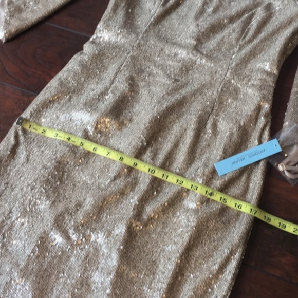 Antonio Melani Sabo Off The Shoulder Bell Sleeve Sequin Dress Champagne 4 NWT - Picture 12 of 16